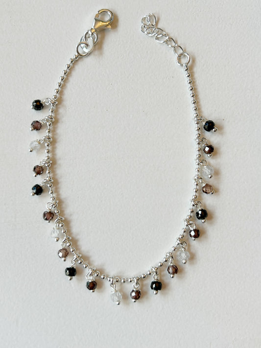 Armkette Zirkon braun-schwarz