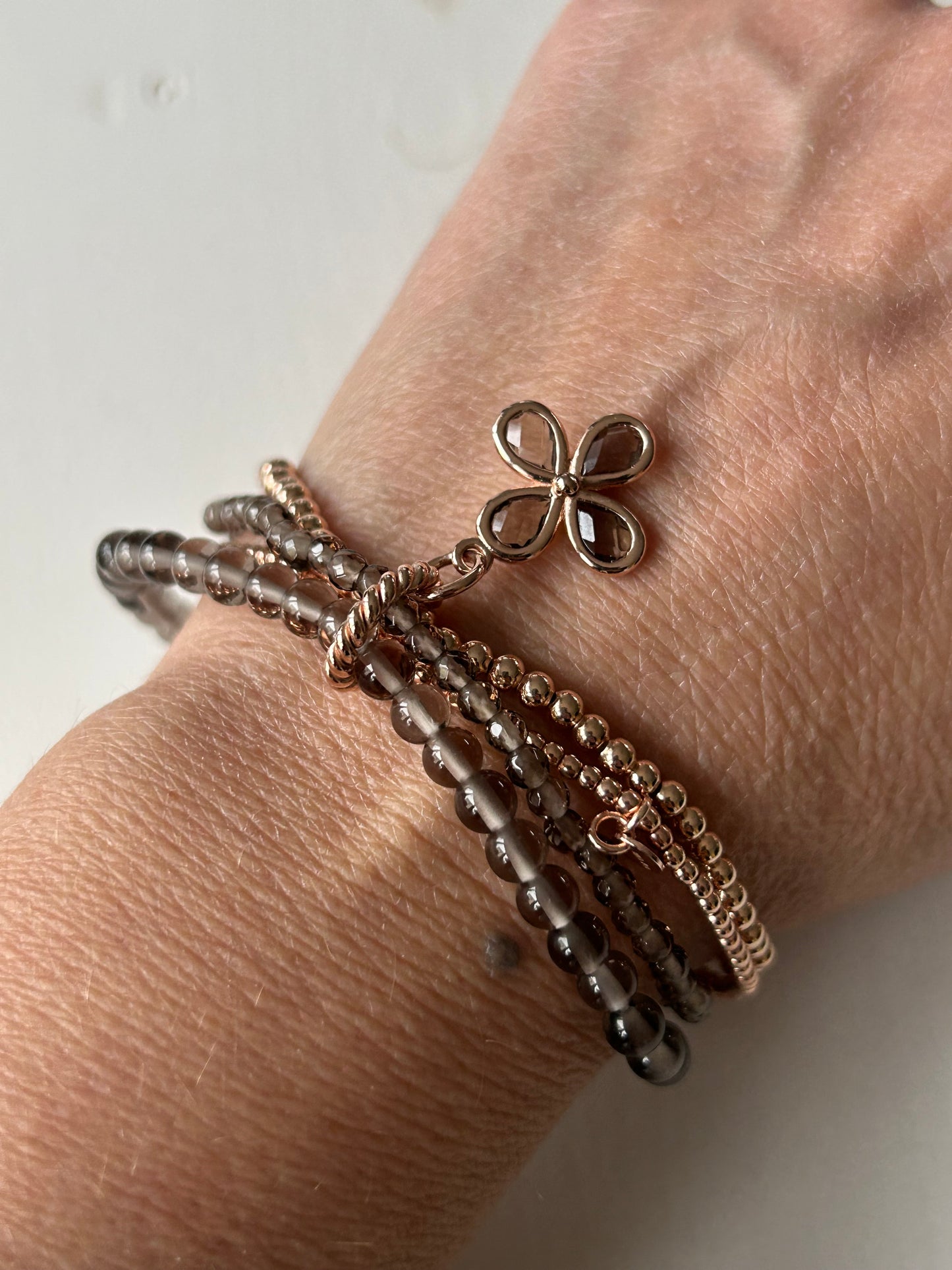 Rauchquarz-Rosègold Set 4 teilig