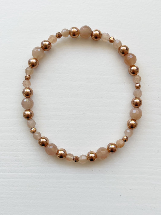 Armband Oranger-Mondstein Rosé-Gold