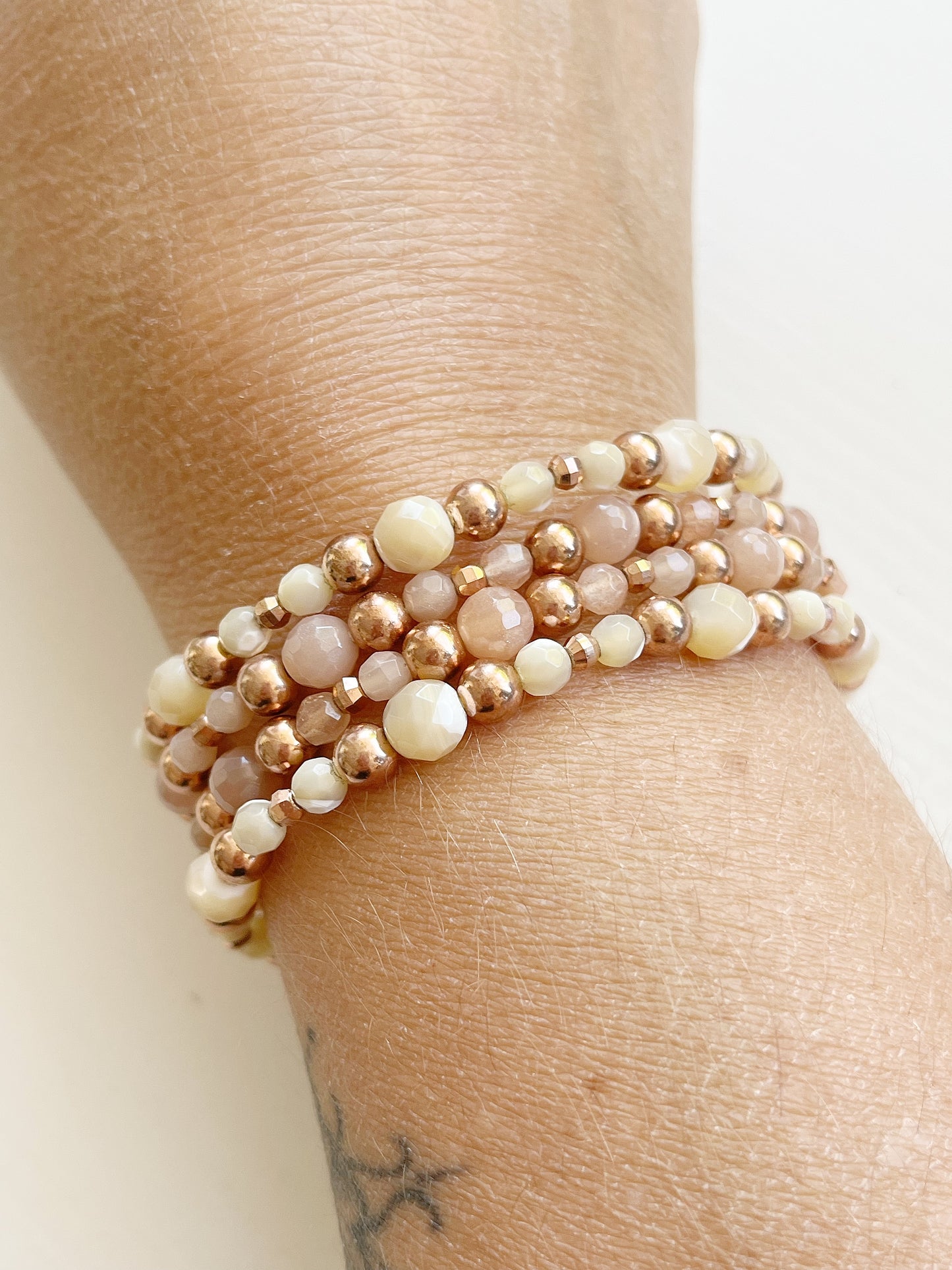 Armband Oranger-Mondstein Rosé-Gold