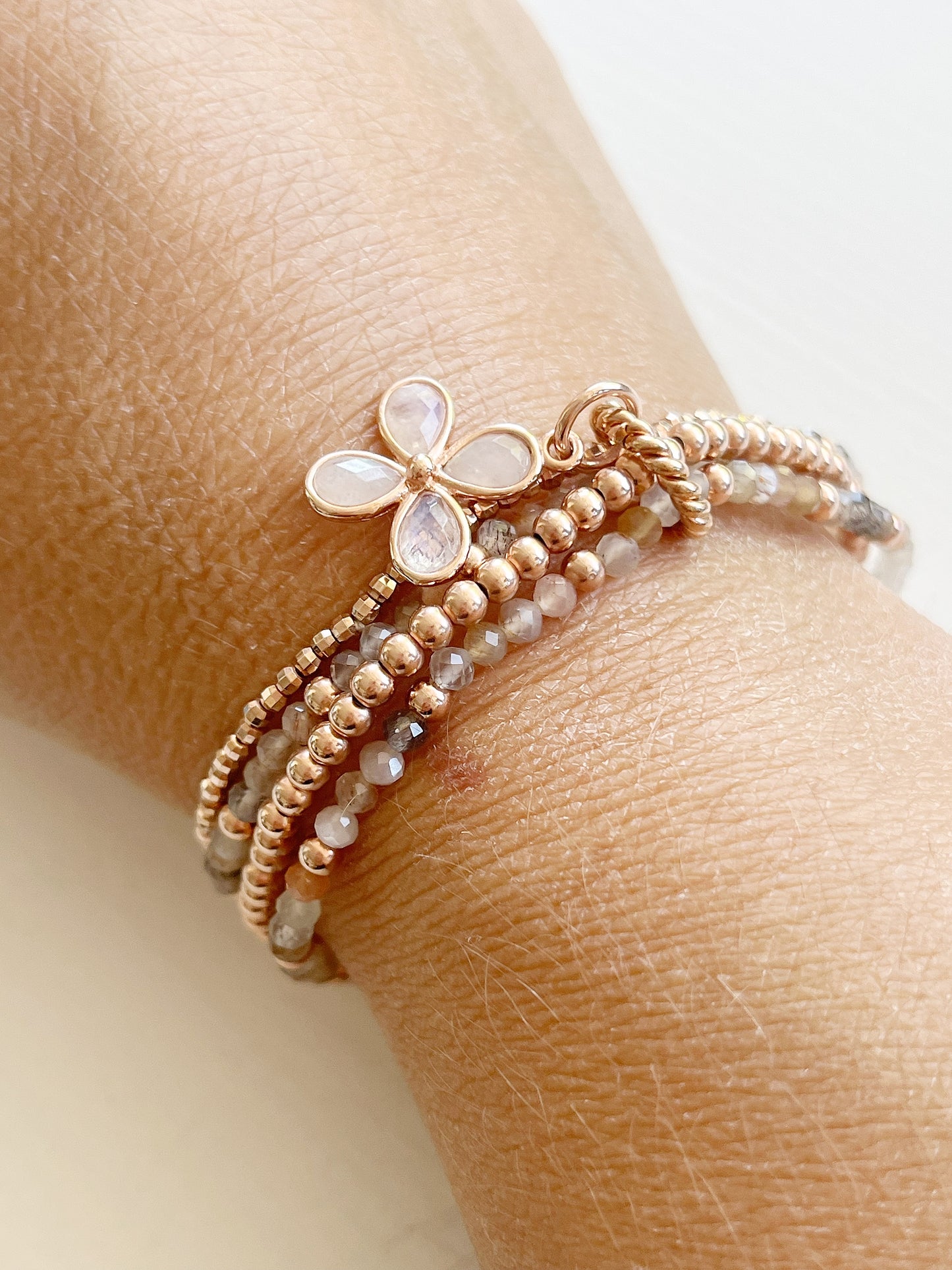 Armband-Set Mondstein und rosé gold