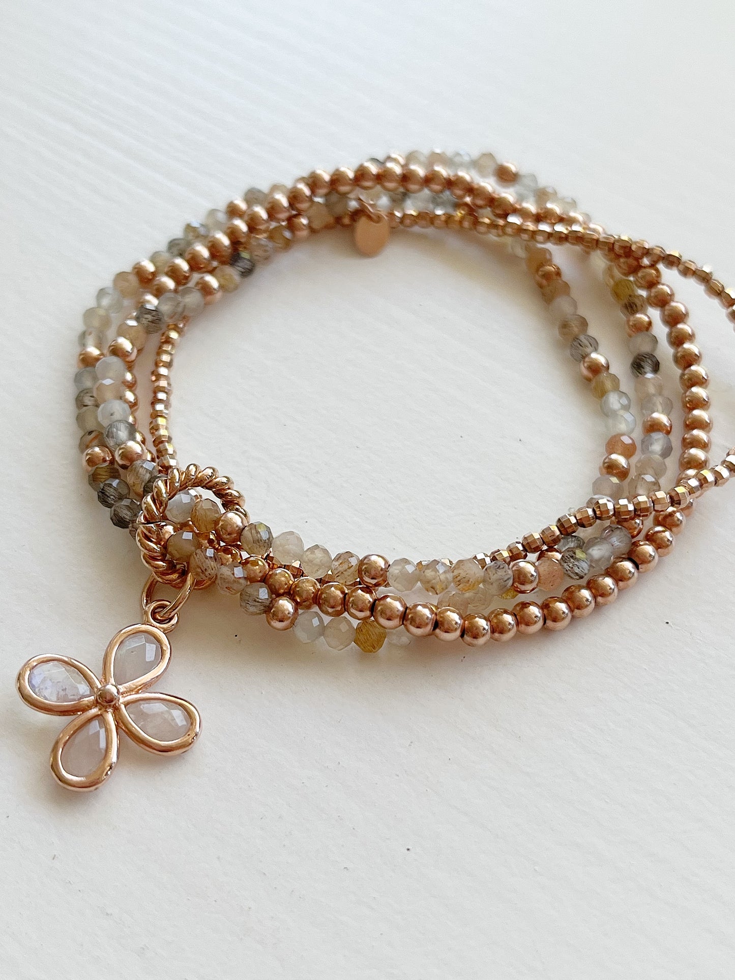 Armband-Set Mondstein und rosé gold