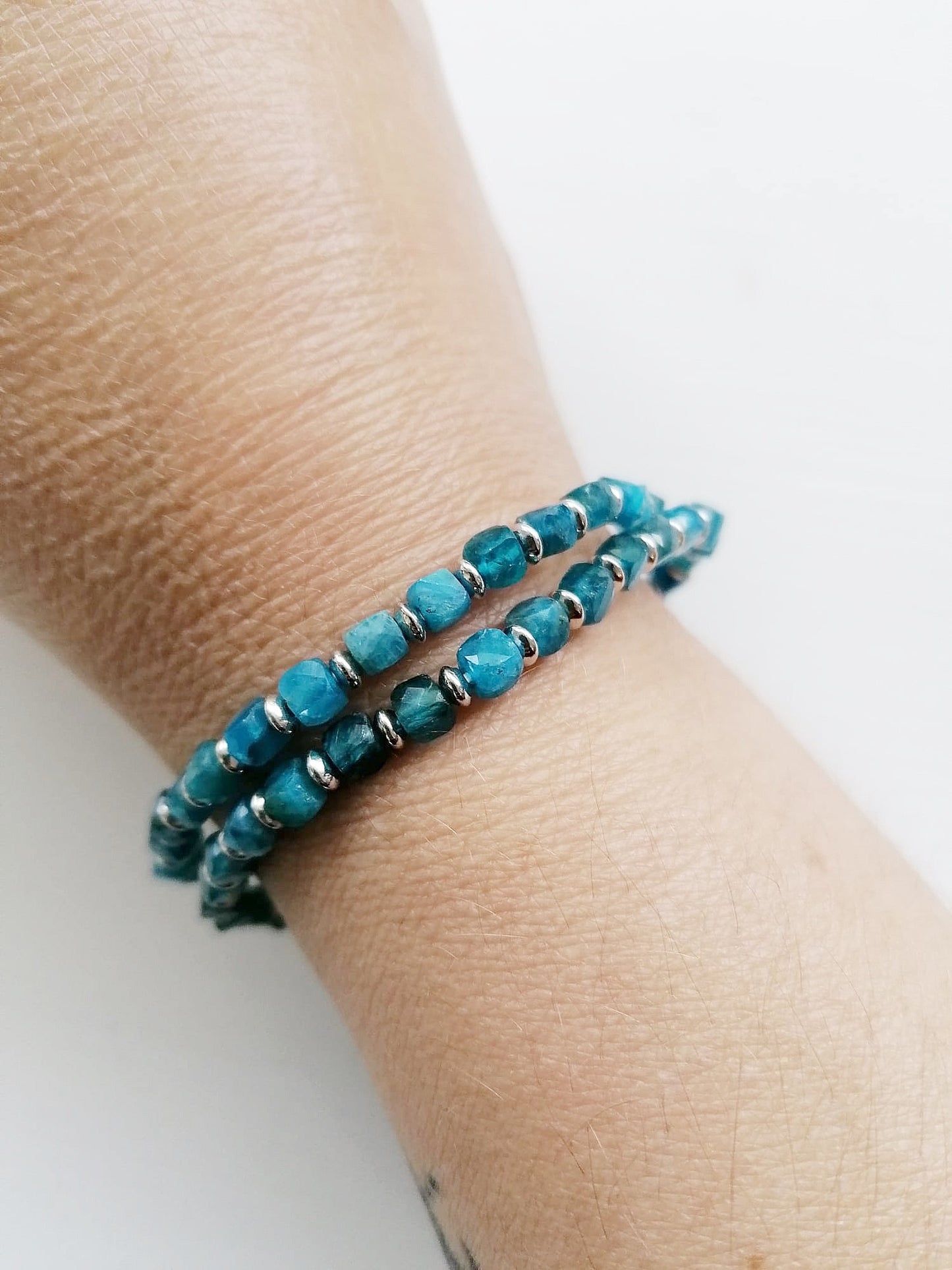 Armband Facettierter Apatit mit Silberringe