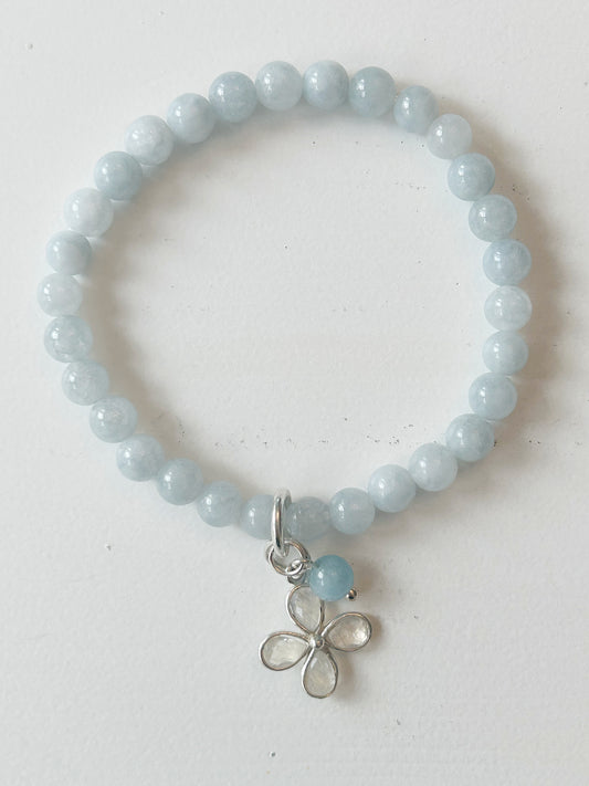 Armband Aquamarin mit Mondstein Anhänger