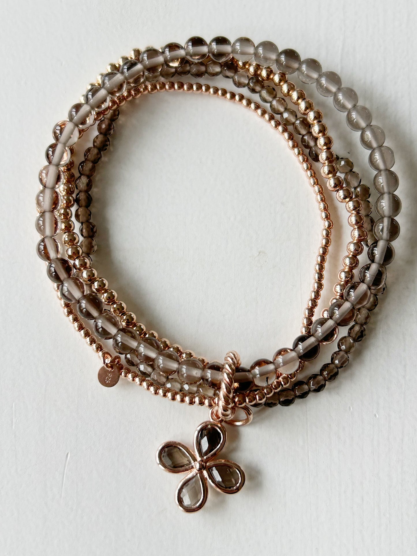 Rauchquarz-Rosègold Set 4 teilig