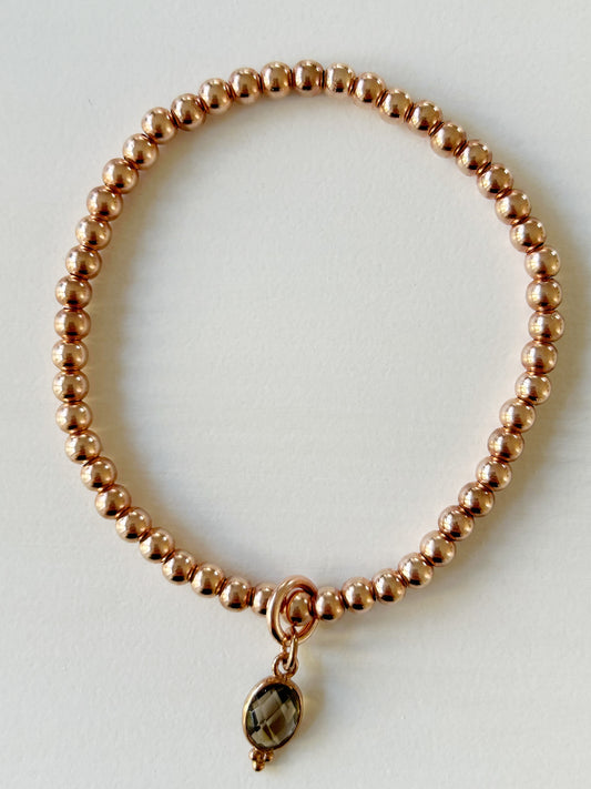 Armband Rosé Gold und Rauchquarz