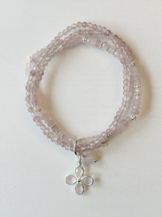 Rosenquarz Armband mit Anhänger