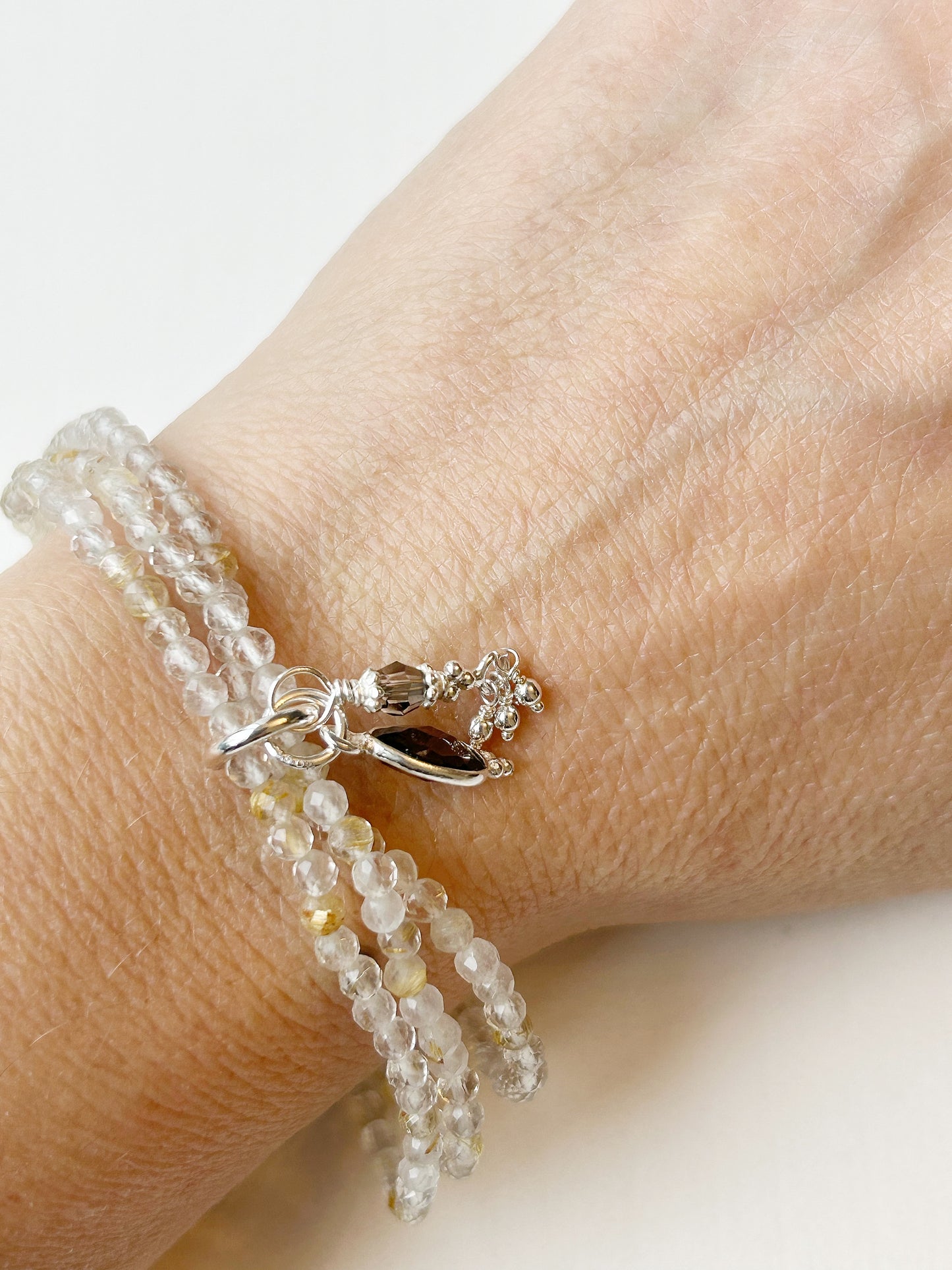 Armbandset aus Rutil Quarz mit Rauchquarz-Anhänger