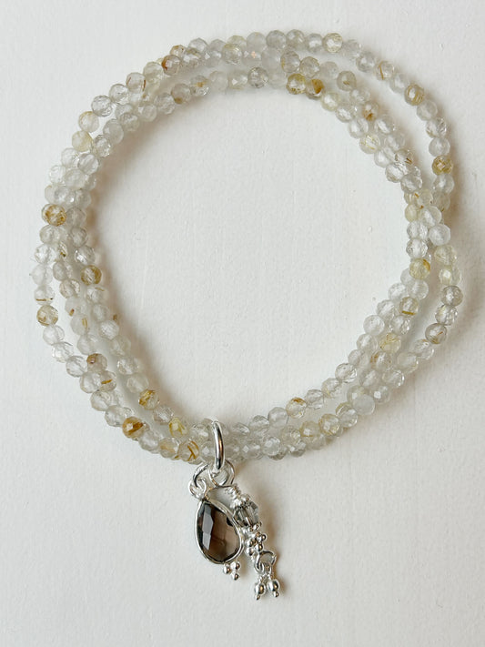Armbandset aus Rutil Quarz mit Rauchquarz-Anhänger