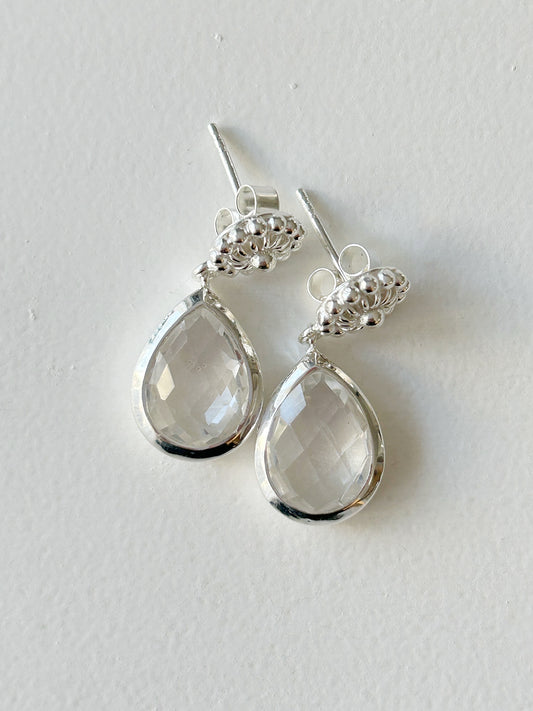 Ohrhänger Tropfen facettierter Bergkristall