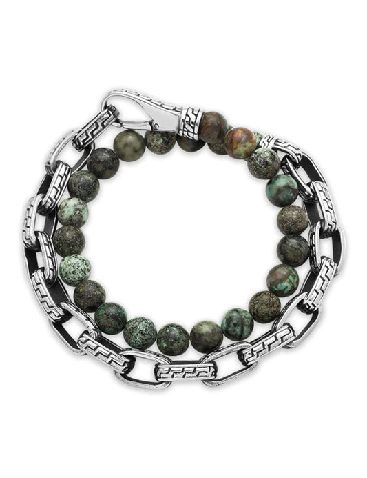 Armkette afrikanischer Türkis und Edelstahl