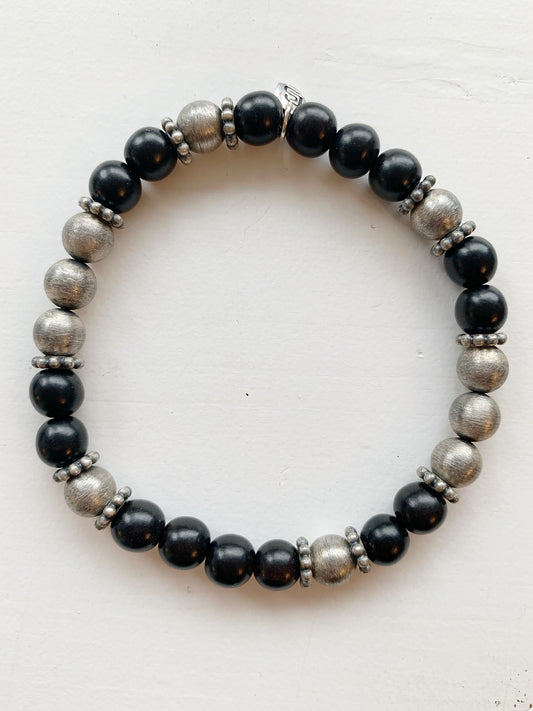 Armband Ebenholz und Silber matt