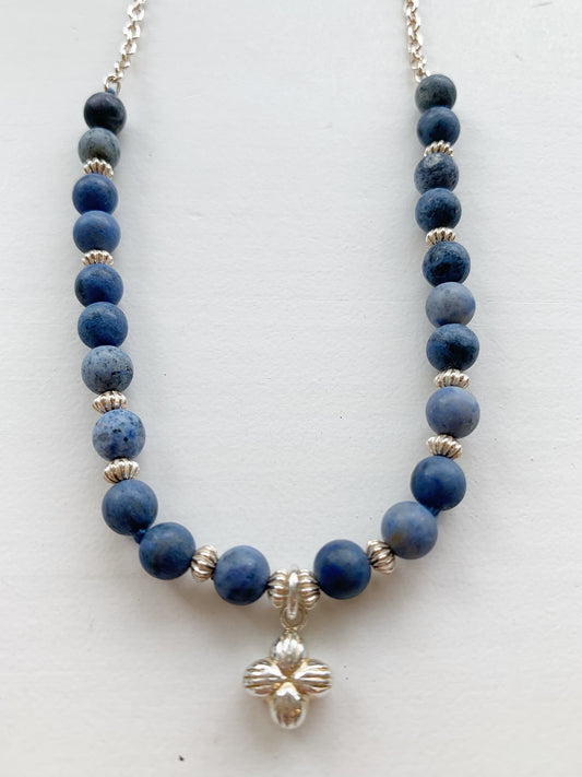 Halskette Dumortierit und Silber